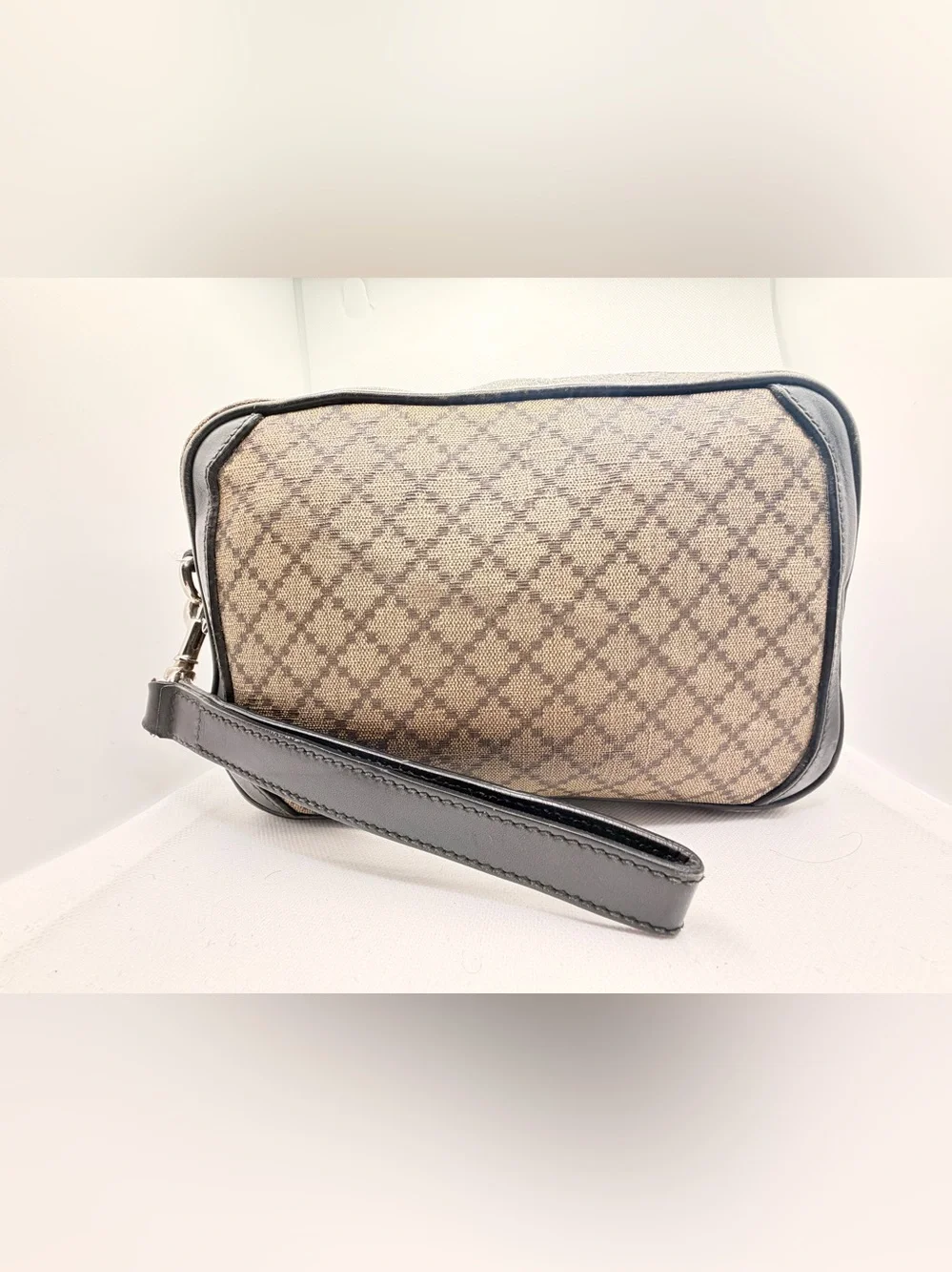 Gucci diamanté Brown and Black Toiletry Wristlet Bag